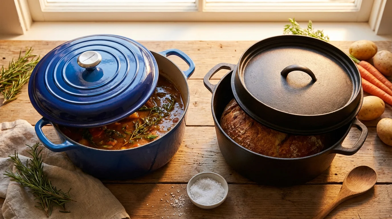 Dutch Ovens: Enameled vs Bare Cast Iron - guide